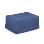 Puf Cama Plegable. El Puf Cama Plegable nos viene de maravilla para atender visitas inesperadas, ocupándonos poco espacio, 64 x 81 x 50 cm de alto, y convertirlo en cama de 80 x 182 x 36 cm de alto. Práctico, resistente y útil, con funda lavable. Disponible en 4 tapizados, Azul, Marrón, Gris y Paris. La cama auxiliar perfecta para nuestros invitados.