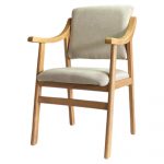 Sillón-Silla con Brazos Madera Haya Tapizado Beis