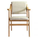 Sillón-Silla con Brazos Madera Haya Tapizado Beis