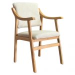 Sillón-Silla con Brazos Madera Haya Tapizado Beis