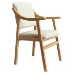 Sillón-Silla con Brazos Madera Haya Tapizado Beis