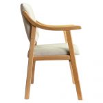 Sillón-Silla con Brazos Madera Haya Tapizado Beis
