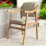 Sillón-Silla con Brazos Madera Haya Tapizado Beis