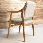 Sillón-Silla con Brazos Madera Haya Tapizado Beis