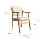 Sillón de Madera de Haya Barnizado en color Haya Tapizado en Beis