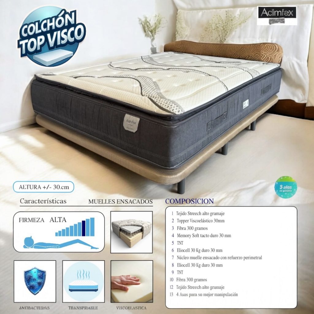 Colchón de muelles TOP VISCO con Topper Viscoelástico
