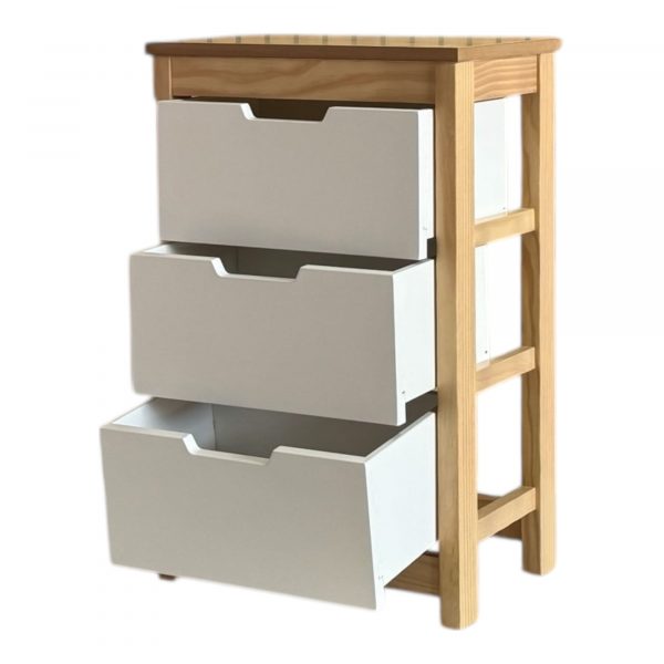 Cajonera Ancha 3 Cajones Roble Blanca