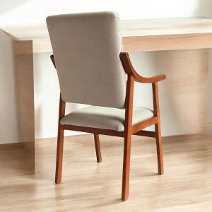 Sillón con Brazos Alto Cerezo Beis de Madera de Haya Reforzado, Cómodo, Resistente y Duradero
