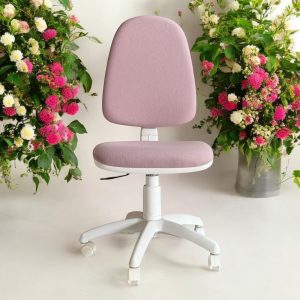 Silla Giratoria Elevable Blanca Rosa