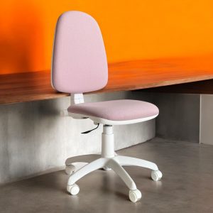 Silla Estudio o Oficina Giratoria Elevable Blanca Rosa